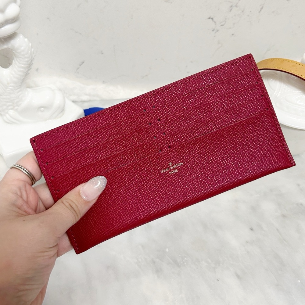 Authentic Louis Vuitton Calfskin Felicie Card Holder / Wallet in Fuschia - Picture 9 of 11